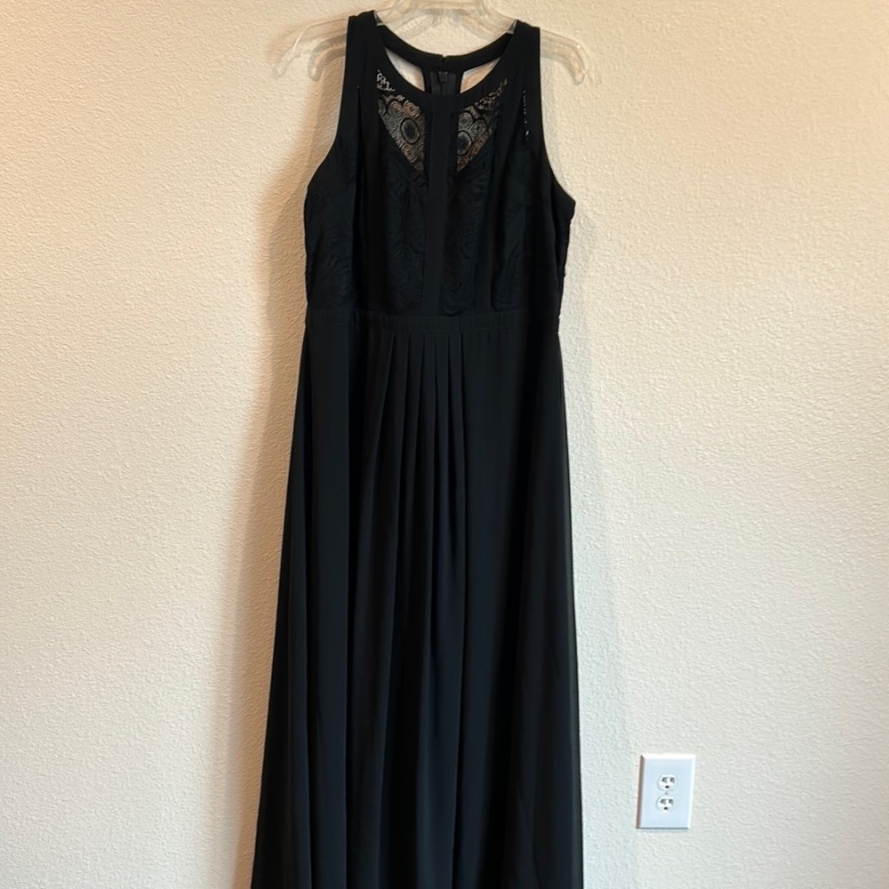 City chic Black Lace Panelled Bodice Maxi Dress size S plus 16